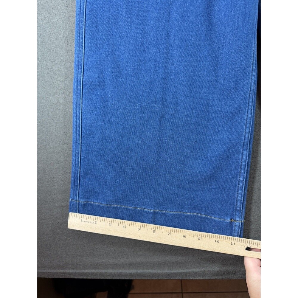 Spanx Wide Leg Jeans Women's Sz Large Blue Denim Everywear Cropped Wash Pull On - Picture 9 of 12